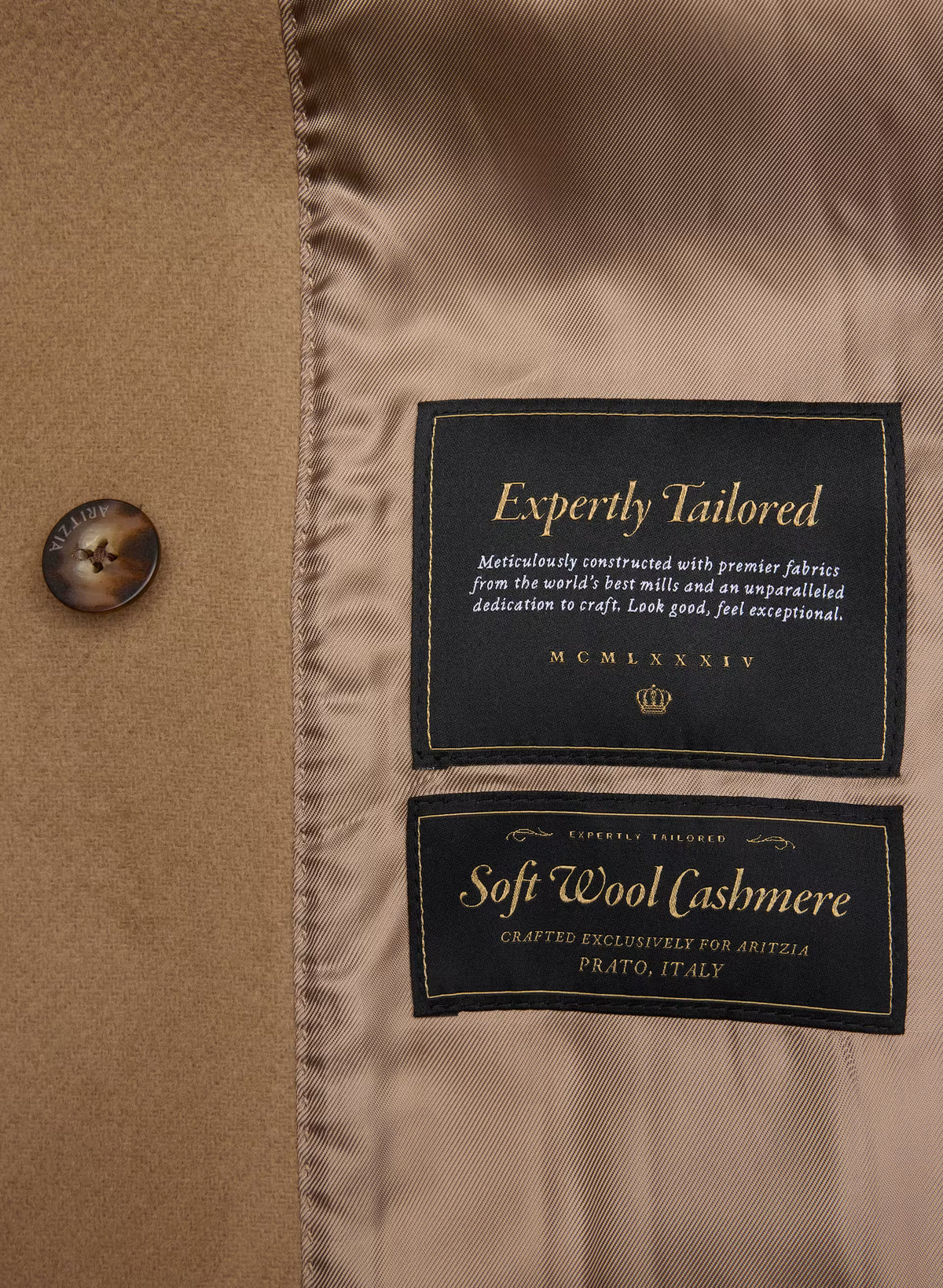 Double-Breasted Wool Cashmere Coat - Herringbone