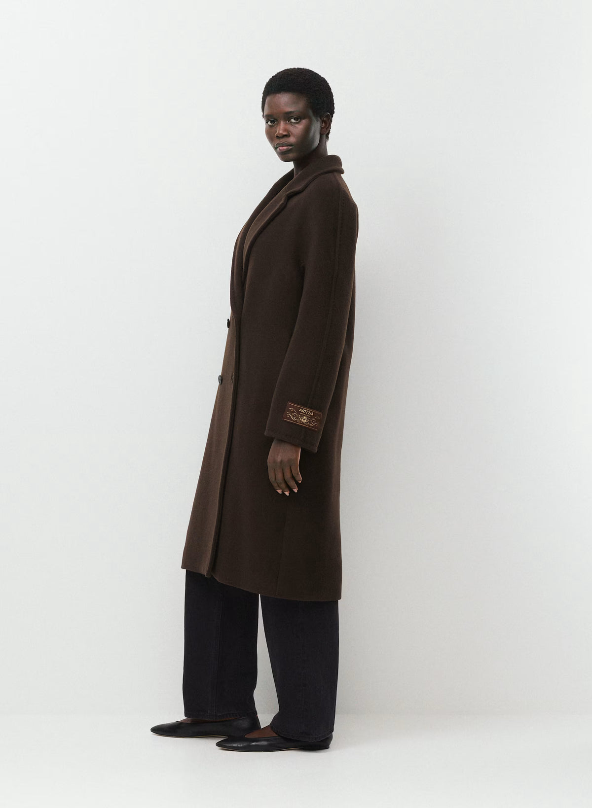 Double-Breasted Wool Cashmere Coat - Herringbone