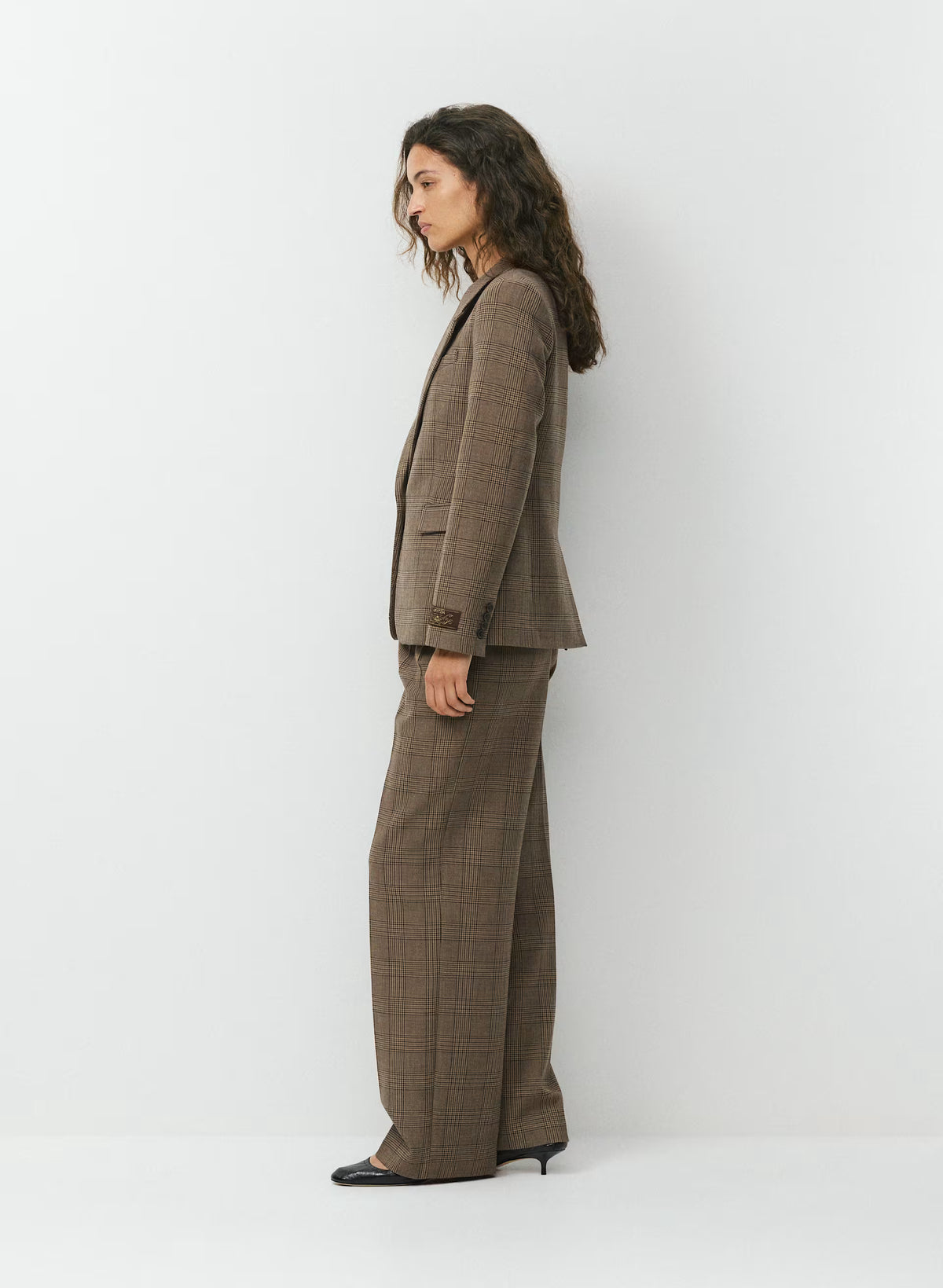 Single-Breasted Stretch Blazer - Check