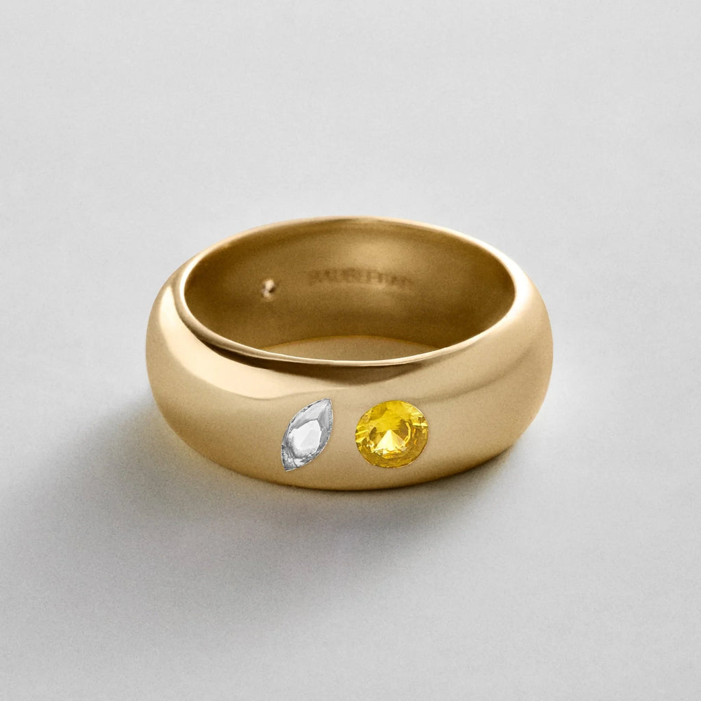 Custom Two-Stone Gold-Plated Band Ring