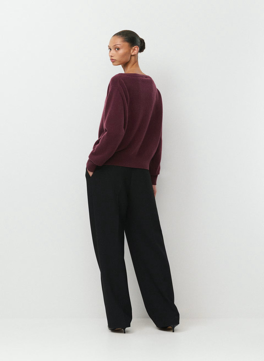 Cashmere Boatneck Sweater - Heather Gray