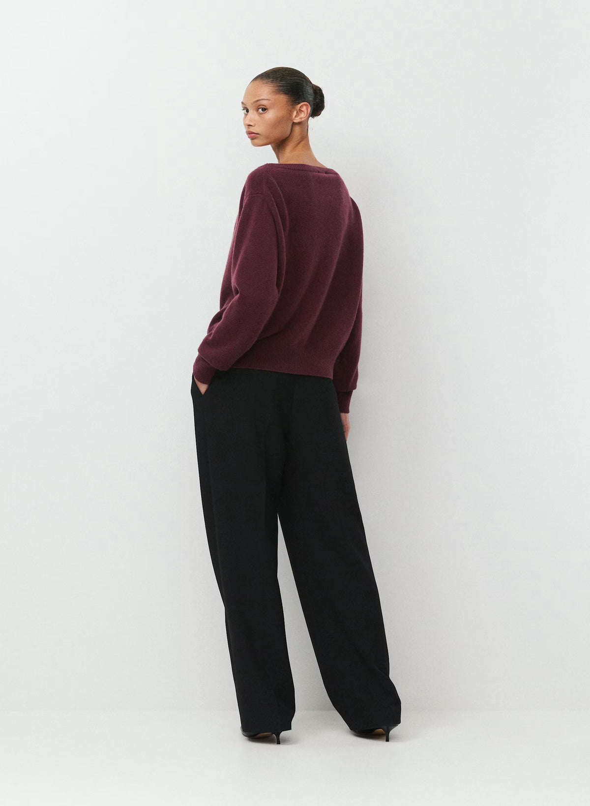 Cashmere Boatneck Sweater - Heather Gray