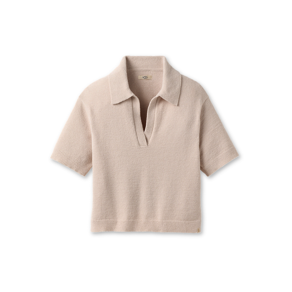 Women's Short-Sleeve Polo Sweater - Sand