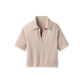 Women's Short-Sleeve Polo Sweater - Sand