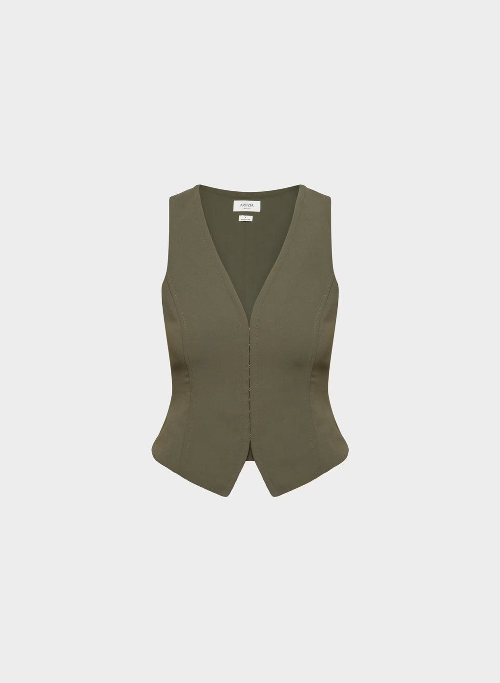 Lined Tailored Suit Vest - Olive