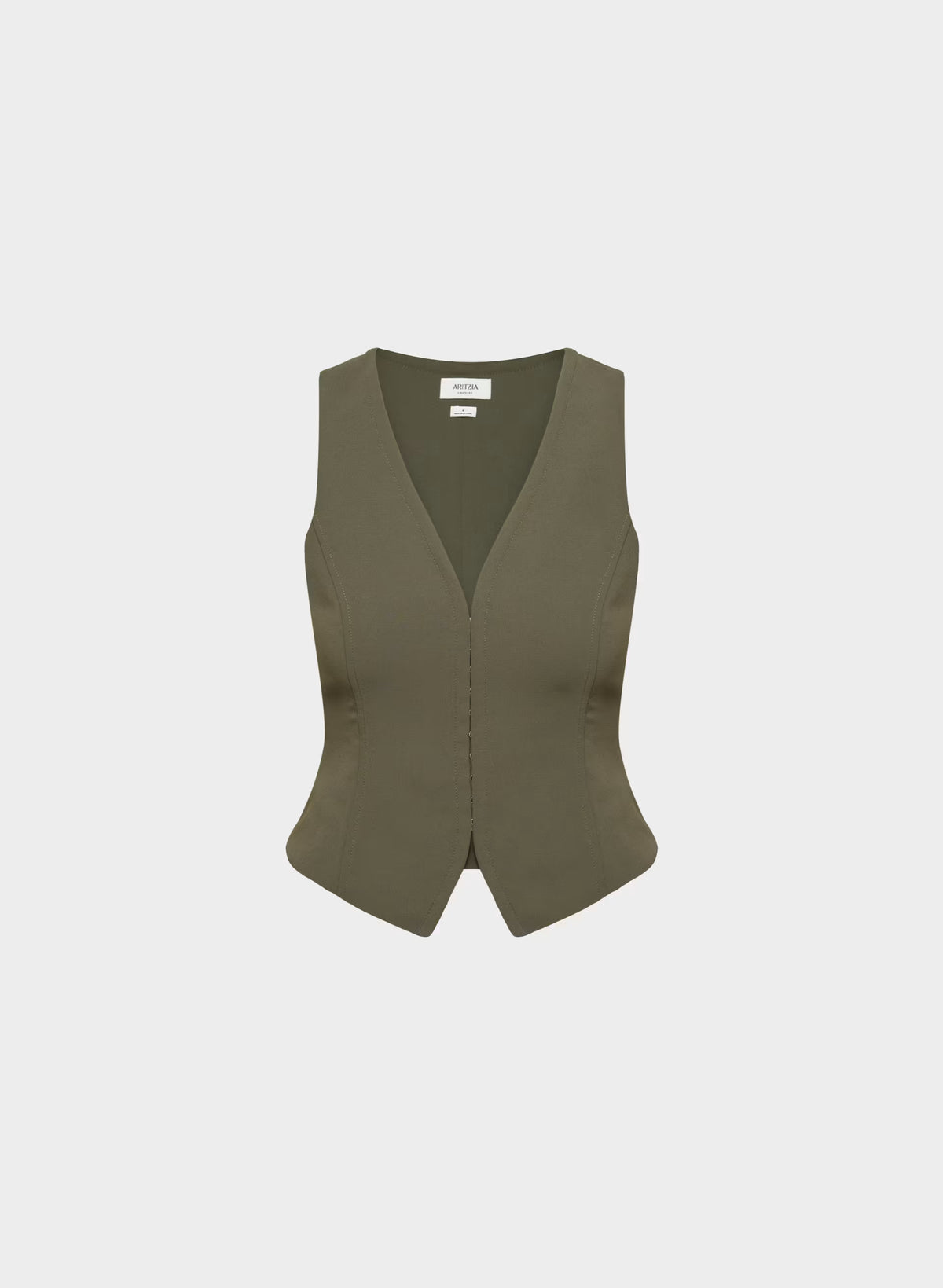 Lined Tailored Suit Vest - Olive
