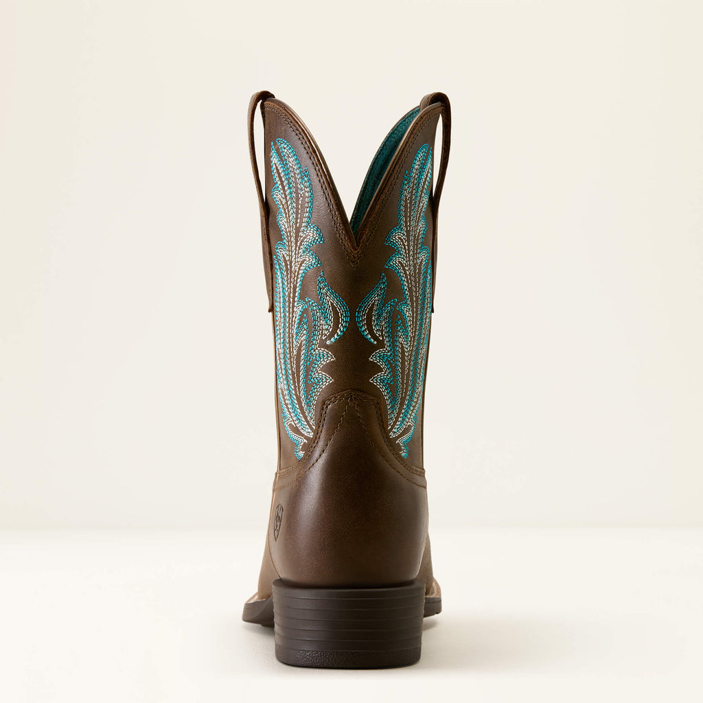 Women's Leather Wide Square Toe Western Boot