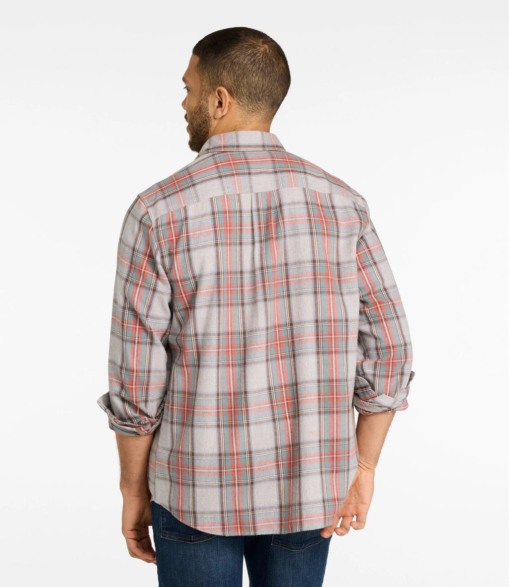 Men's Cotton Flannel Button-Down Shirt - Grey Plaid