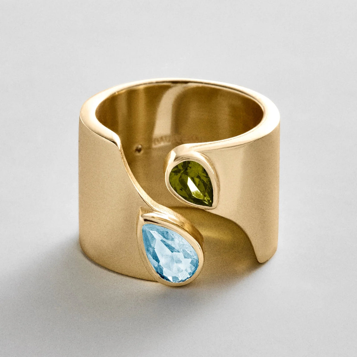 Personalized Two-Stone Open Band Ring - Gold