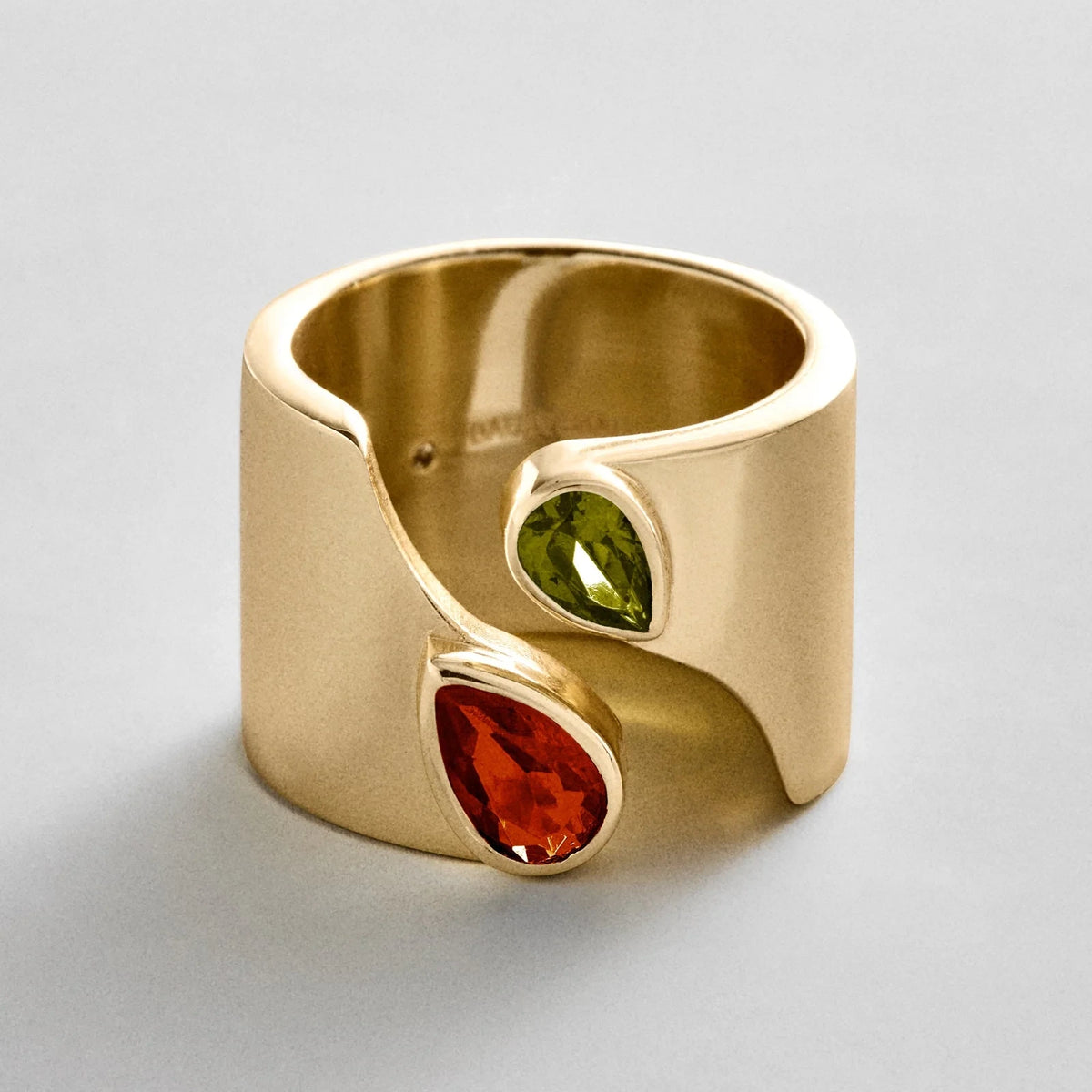 Personalized Two-Stone Open Band Ring - Gold