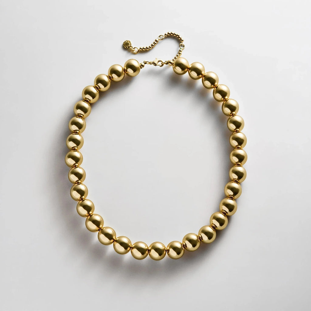 14mm Resin Beaded Necklace - Gold