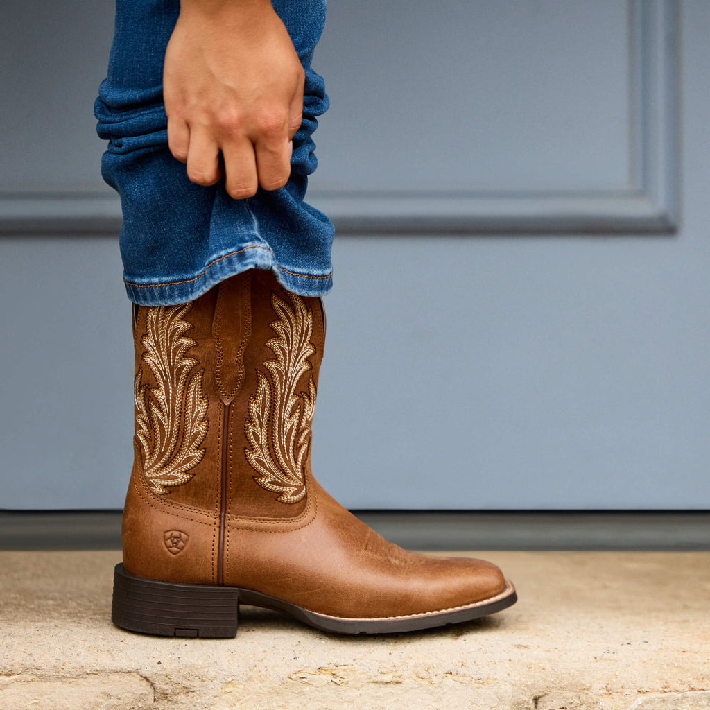 Women's Leather Wide Square Toe Western Boot