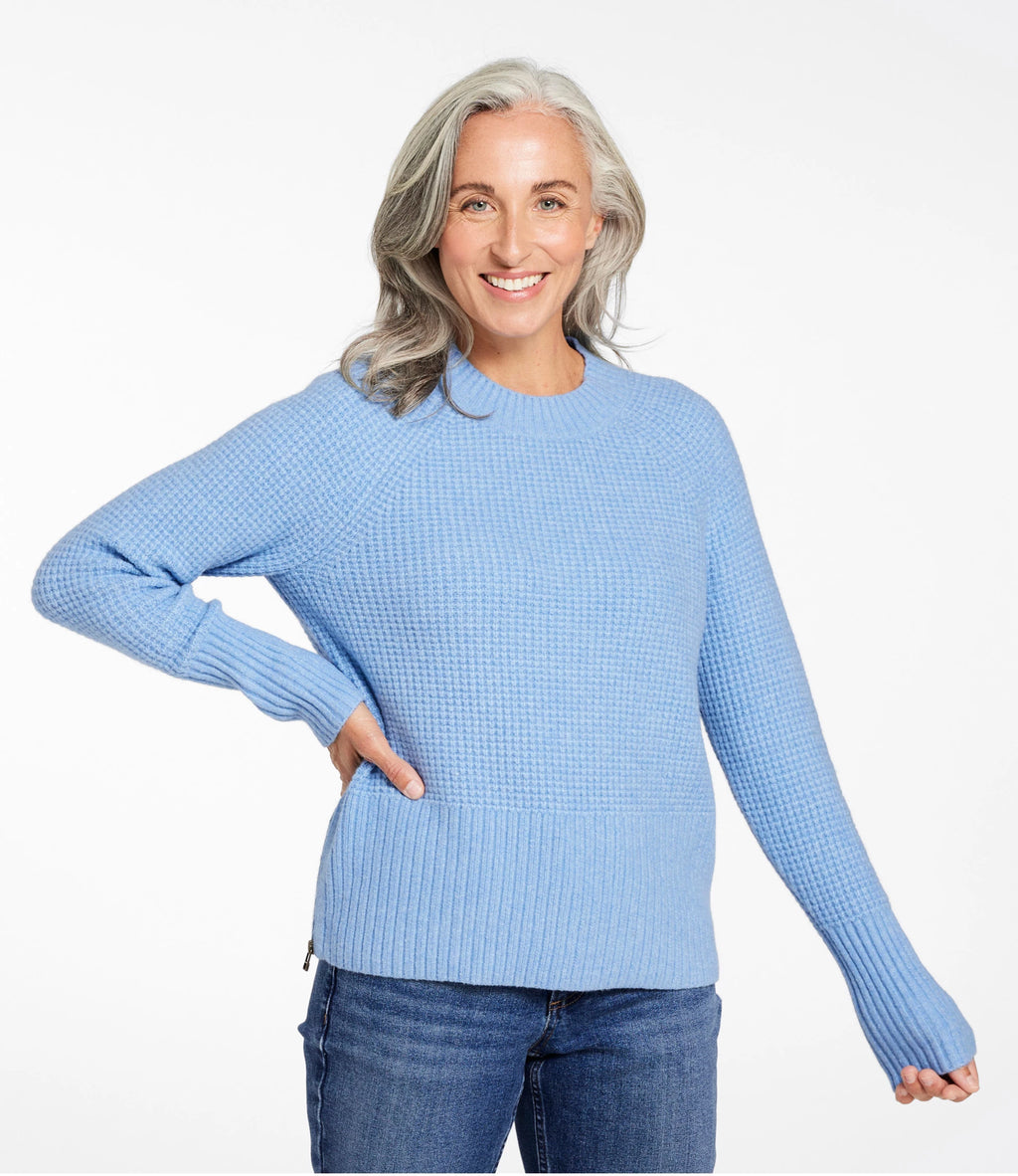 Women's Waffle Crewneck Sweater - Rustic Red