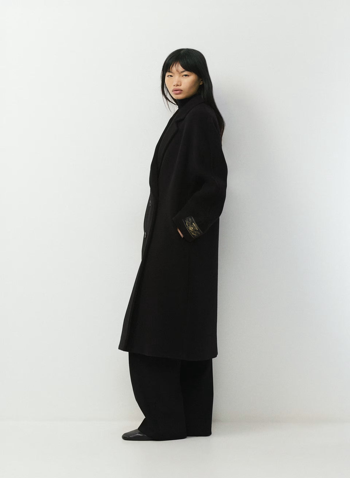 Double-Breasted Wool Cashmere Coat - Herringbone