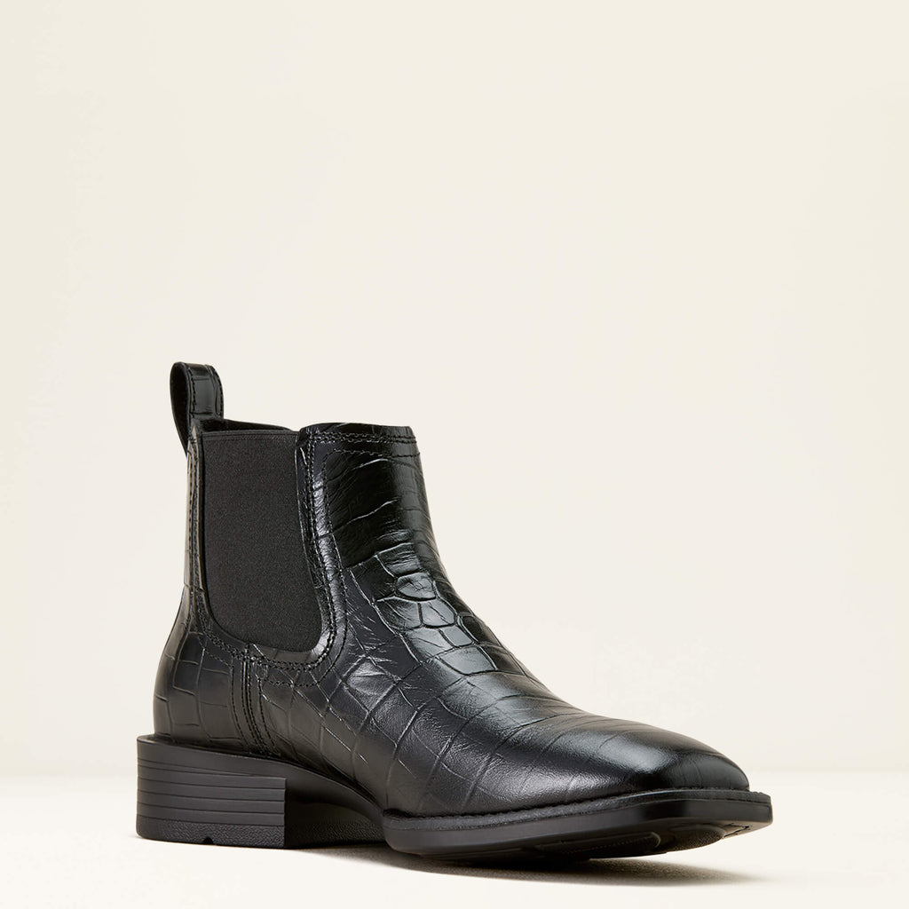 Men's Suede Wide Square Toe Chelsea Boots - Navy