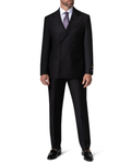 Men's Solid Black Modern Fit Peak Lapels Double Breasted Wool Suit