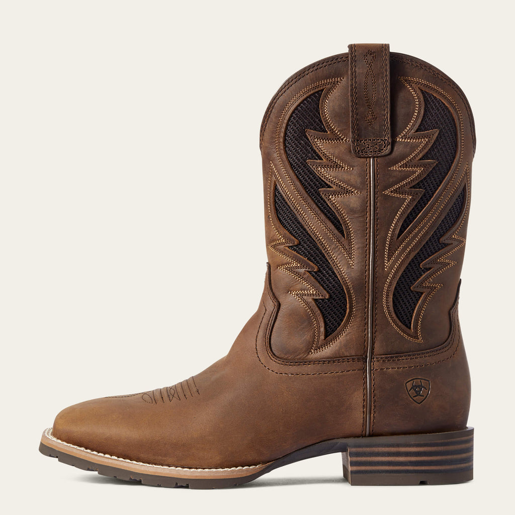 Vented Leather Western Riding Boot - Tan