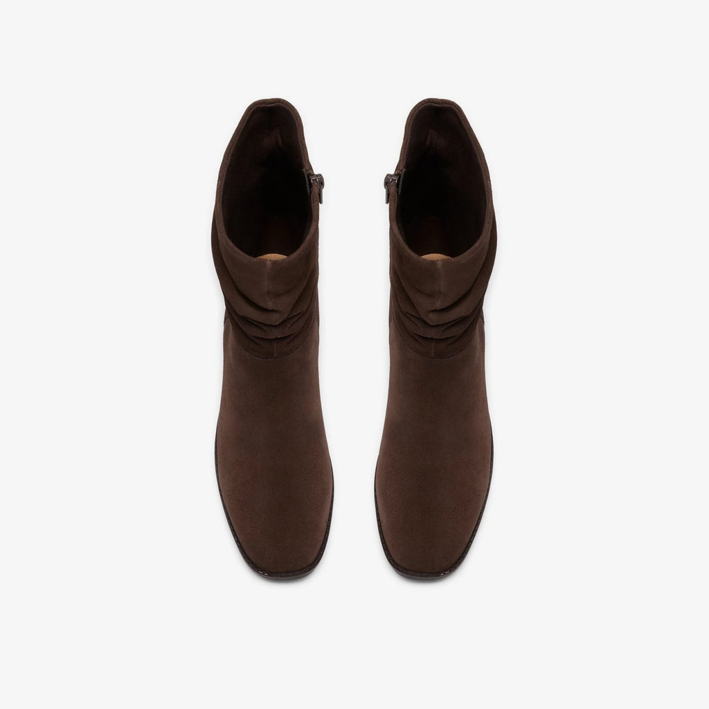 Suede Slouch Ankle Boot - Dark Brown