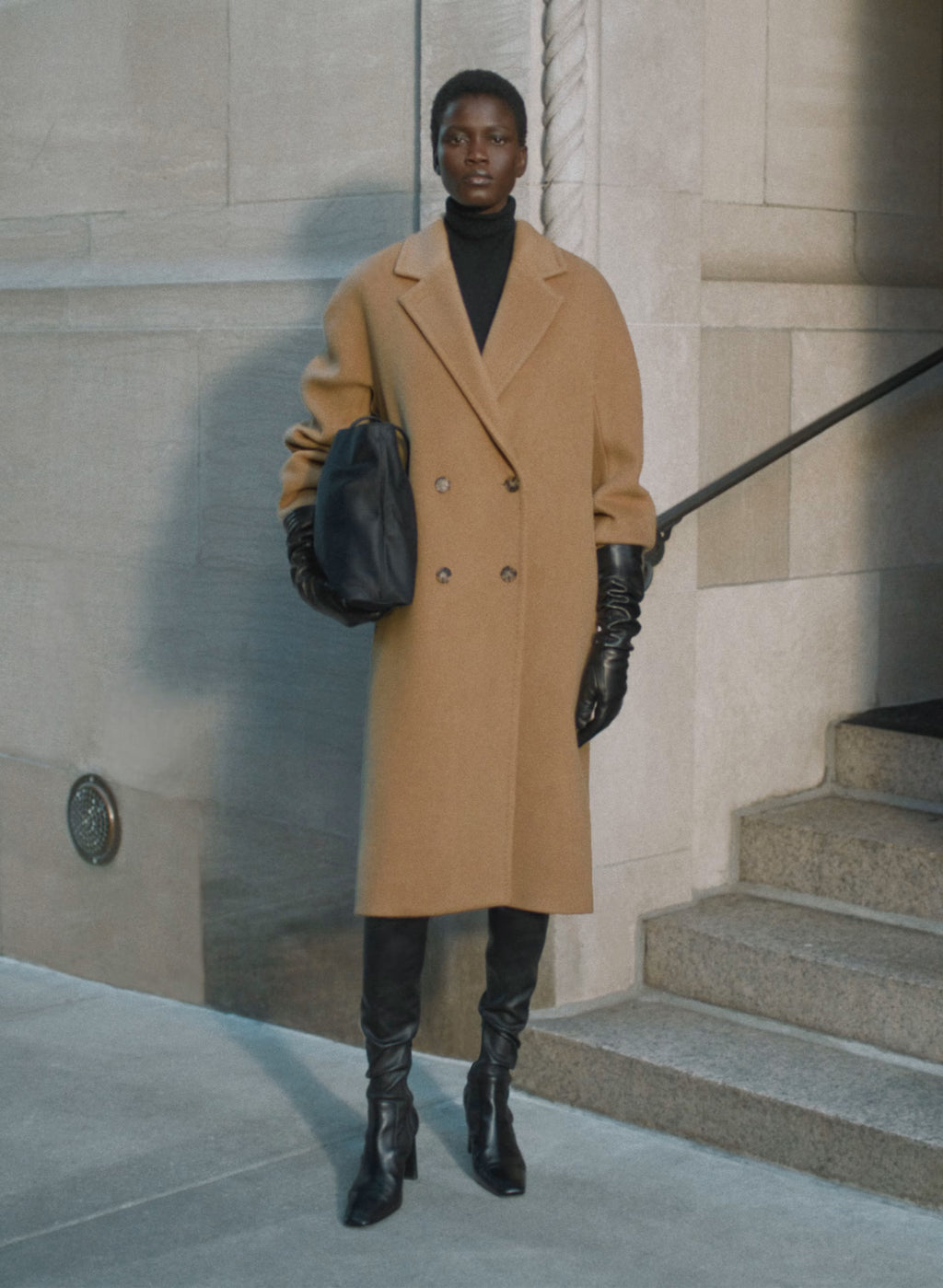 Double-Breasted Wool Cashmere Coat - Herringbone