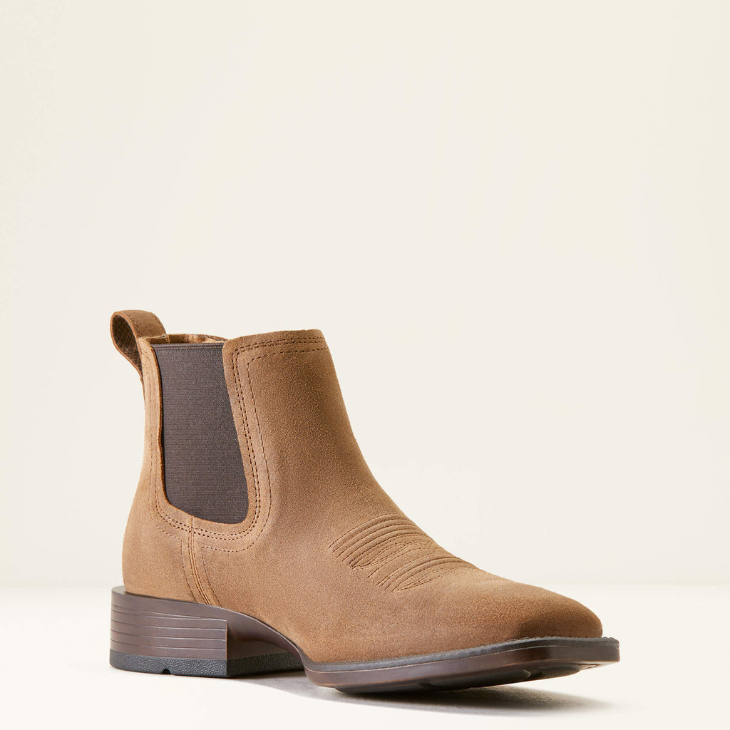 Men's Suede Wide Square Toe Chelsea Boots - Navy