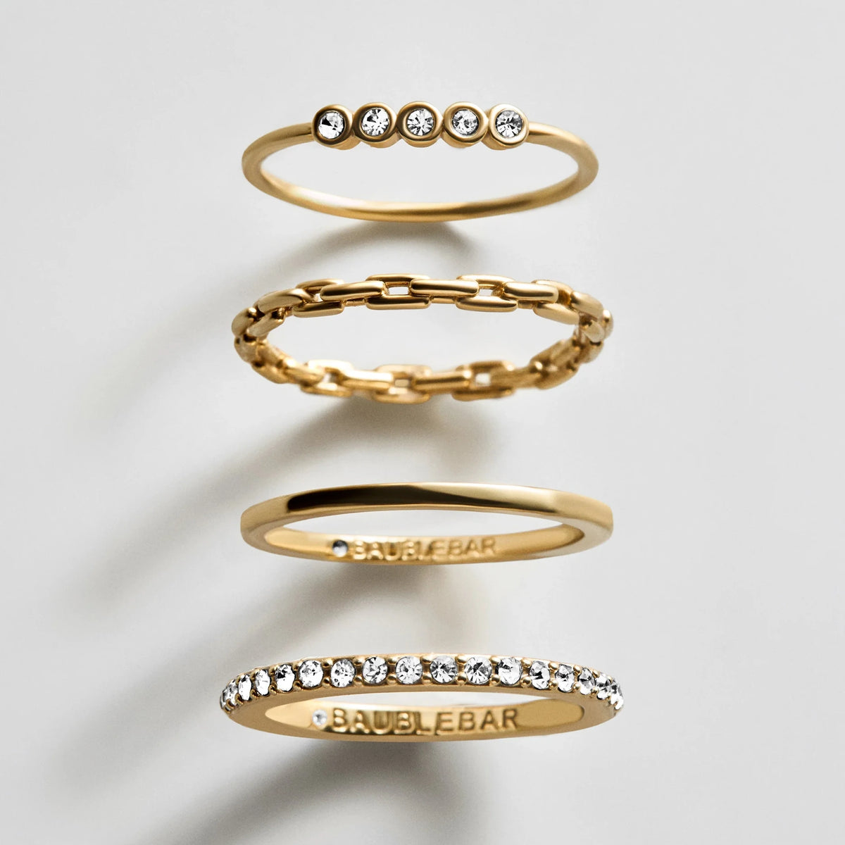 Water-Resistant Gold Tone Ring Set