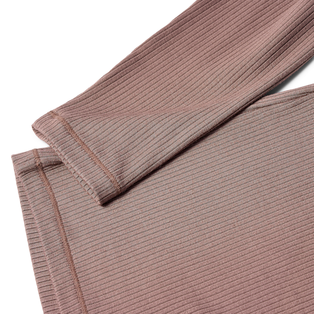 Women's Fitted Long Sleeve Rib Tee - Brown