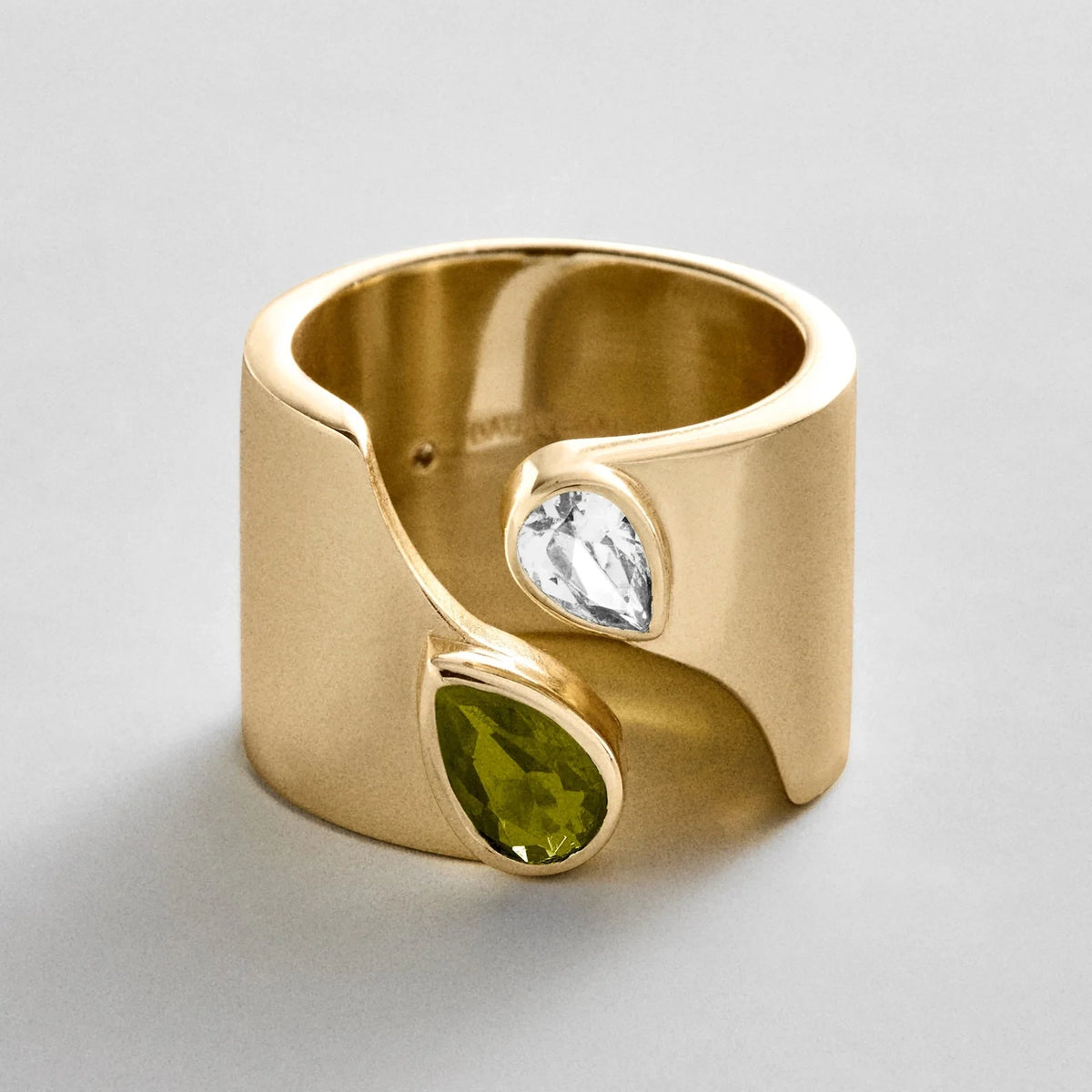 Personalized Two-Stone Open Band Ring - Gold