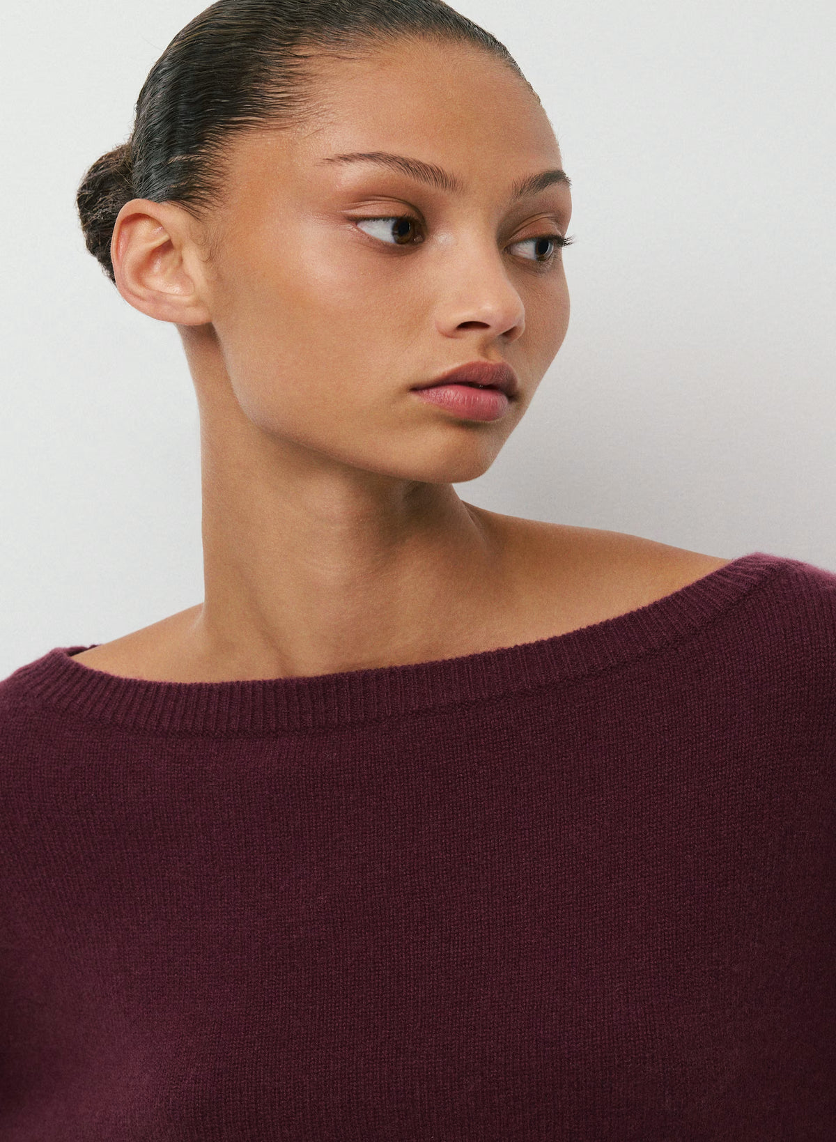 Cashmere Boatneck Sweater - Heather Gray