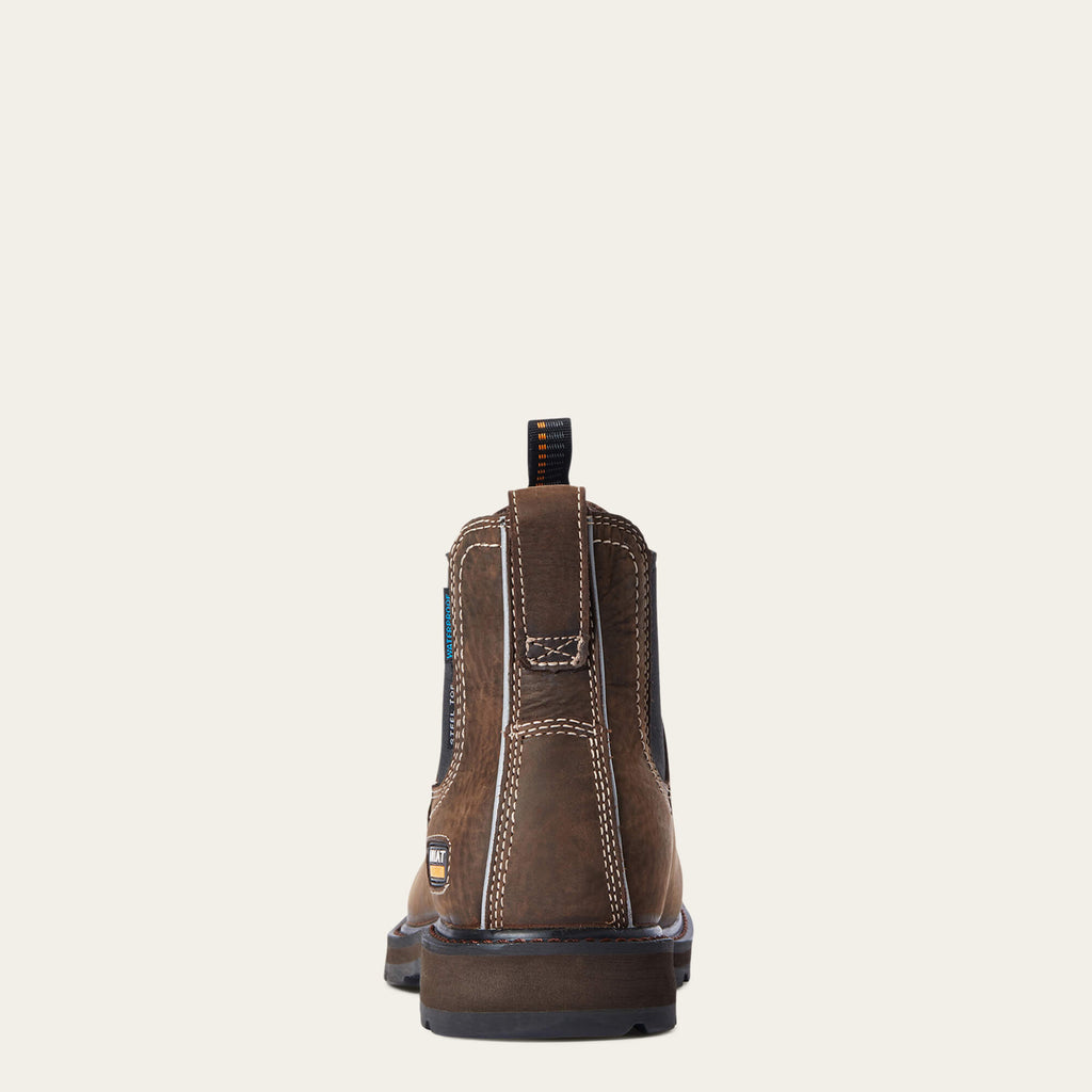 Waterproof Steel Toe Chelsea Work Boot - Dark Brown