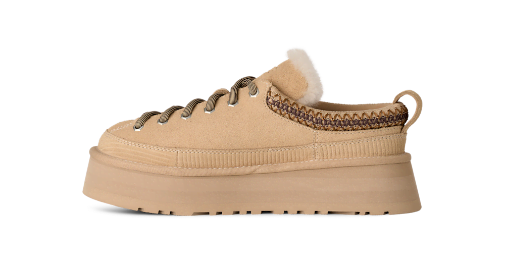 Women's Suede Lace-Up Platform Slipper - Sand