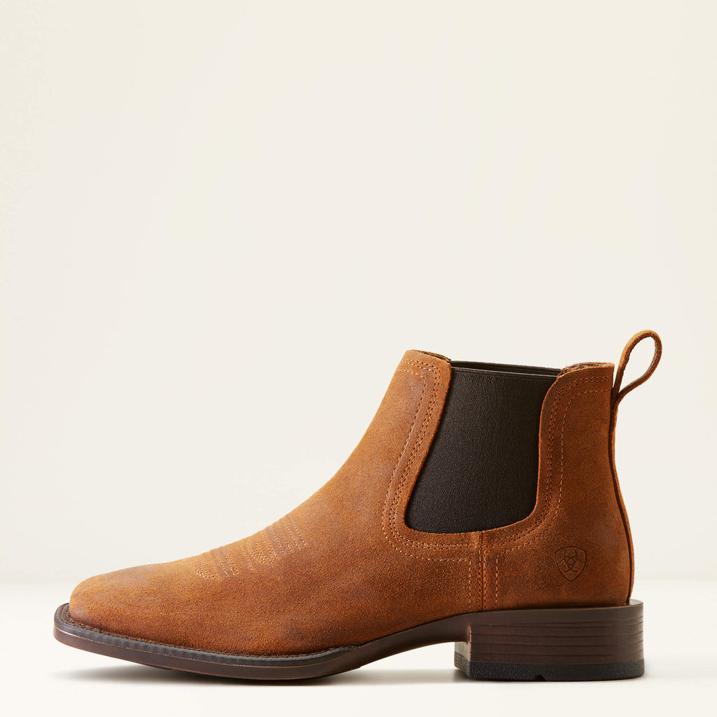 Men's Suede Wide Square Toe Chelsea Boots - Navy