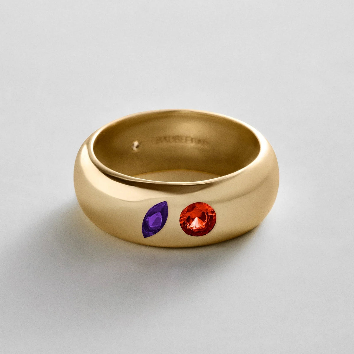 Custom Two-Stone Gold-Plated Band Ring
