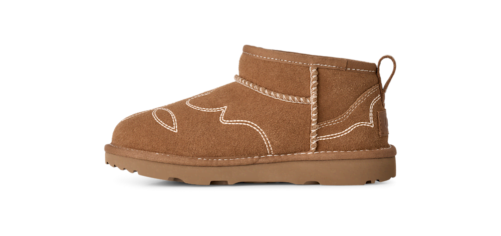 Kids' Suede Western-Inspired Short Boots - Chestnut