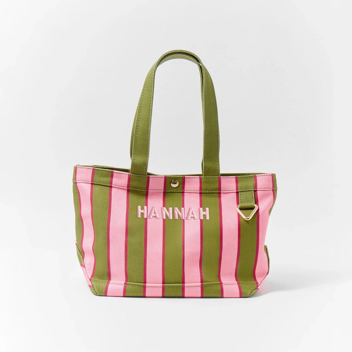 Personalized Striped Canvas Tote - Hibiscus