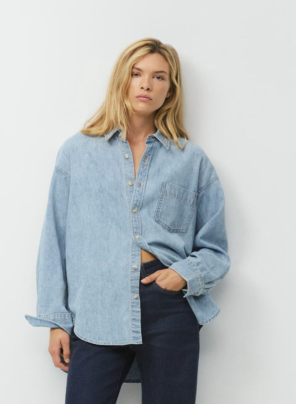 Oversized Hemp Blend Denim Shirt - Indigo