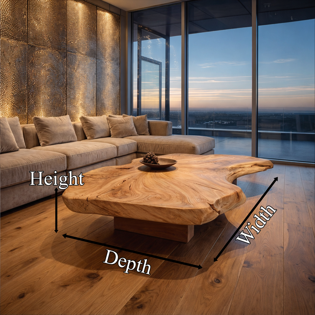Solid Wood Slab Coffee Table with Organic Freeform Edge - view 8
