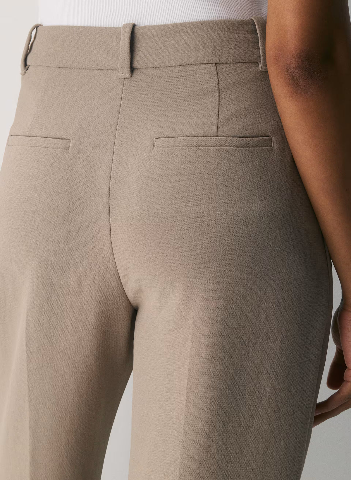 High-Rise Wide-Leg Crepe Trousers - Sand