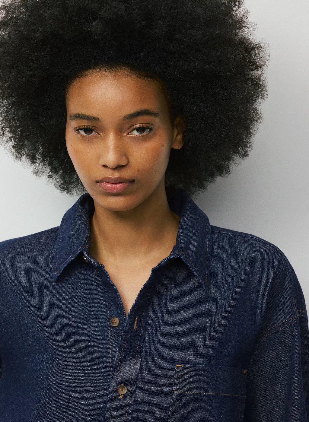 Oversized Hemp Blend Denim Shirt - Indigo