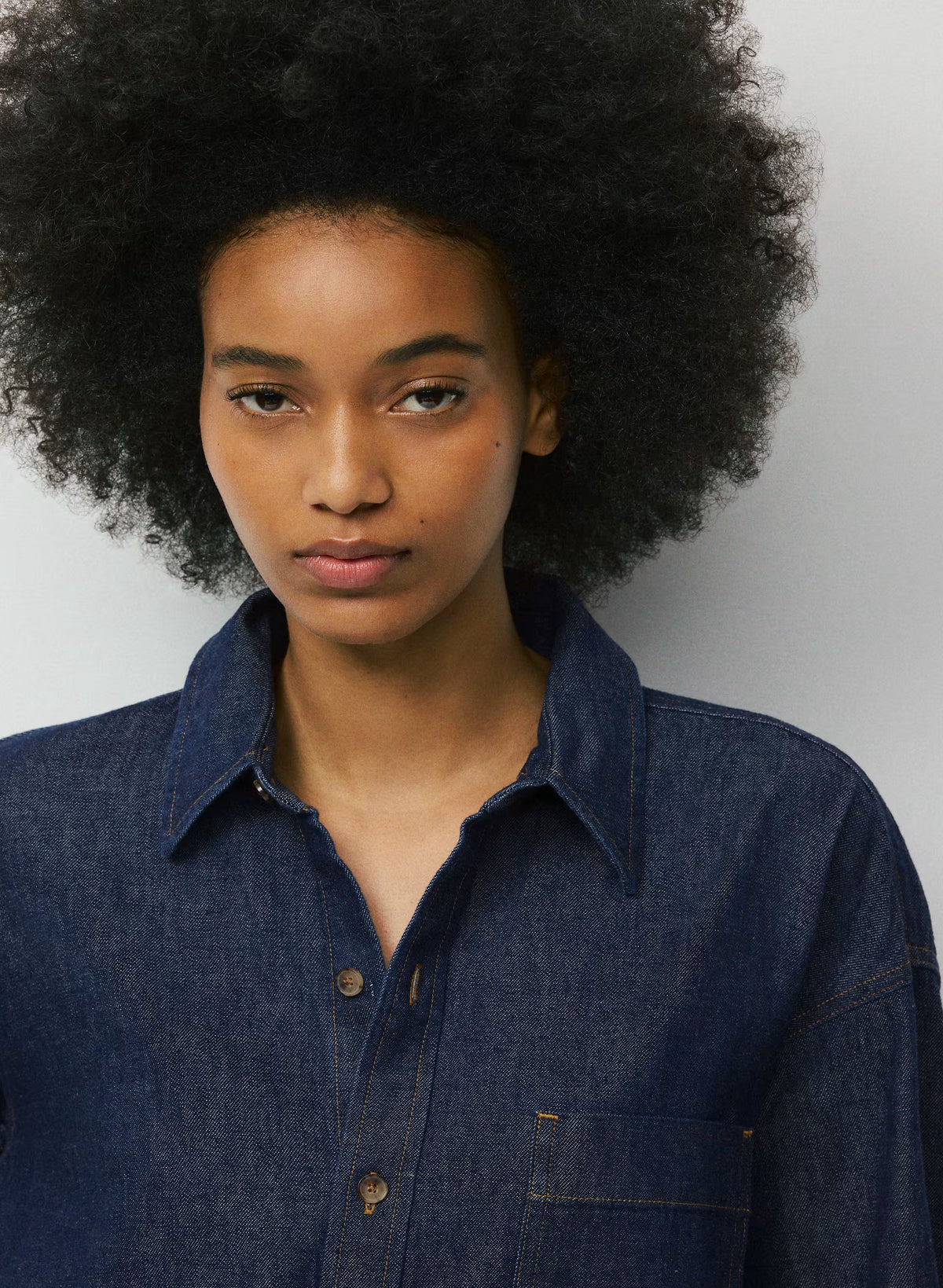 Oversized Hemp Blend Denim Shirt - Indigo