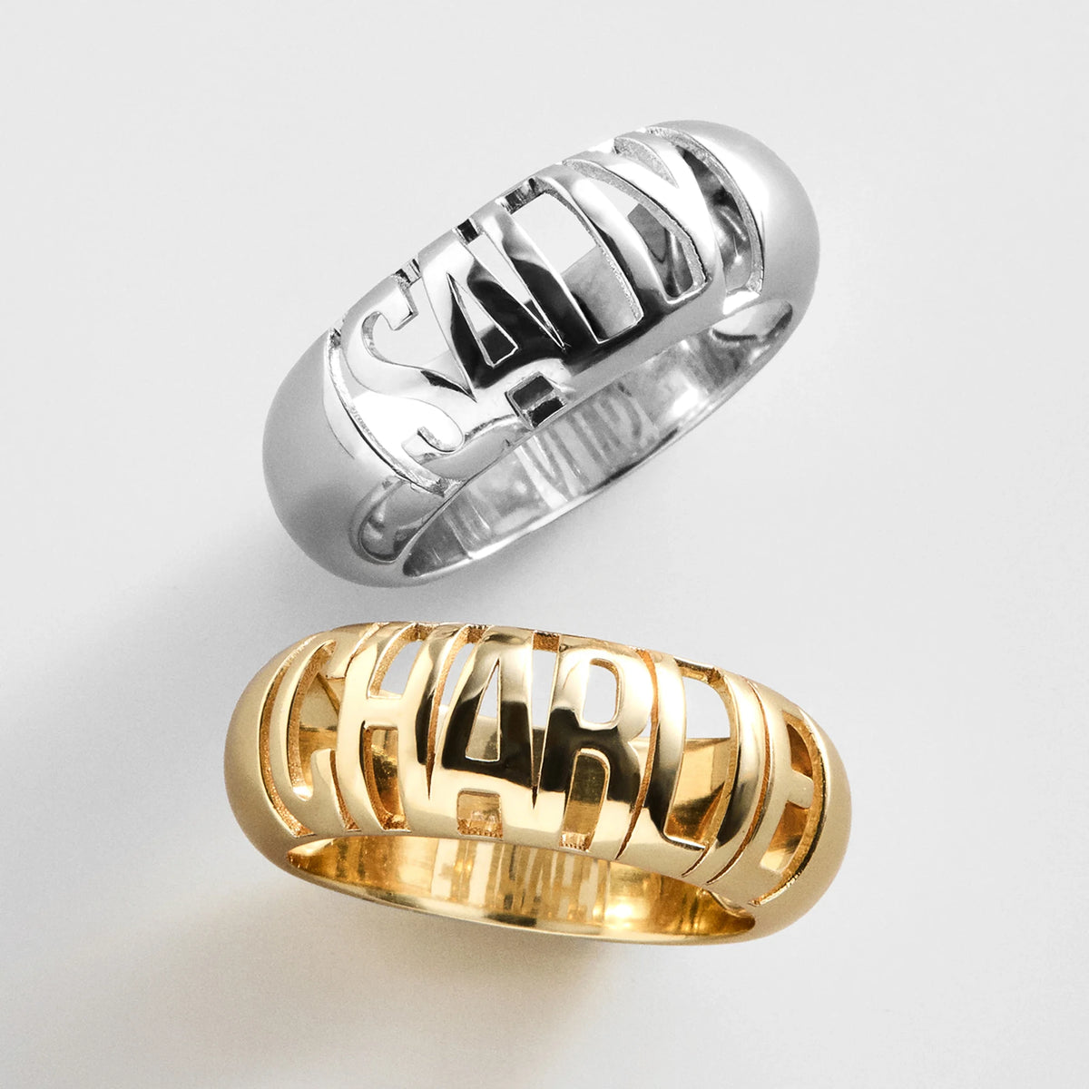 Personalized Silver-Tone Letter Band Ring