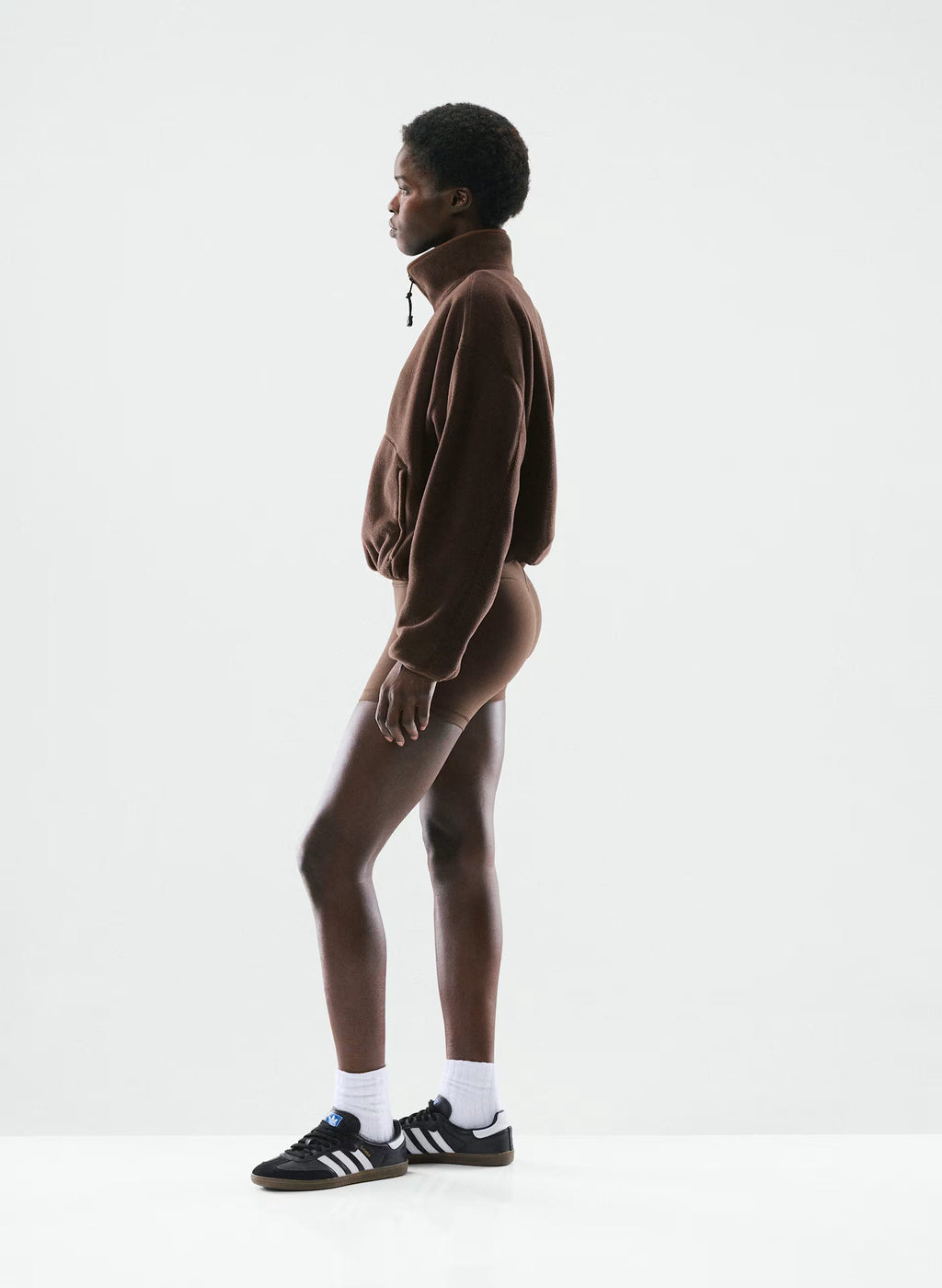 Oversized Half-Zip Microfleece Pullover - Gray