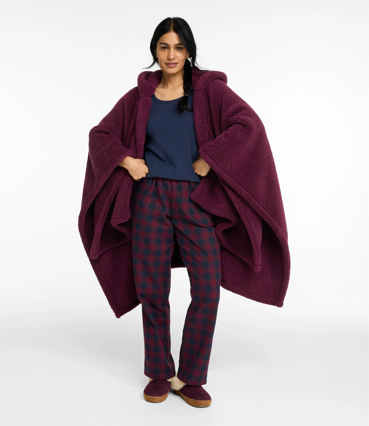 Hooded Sherpa Wearable Throw - Gray