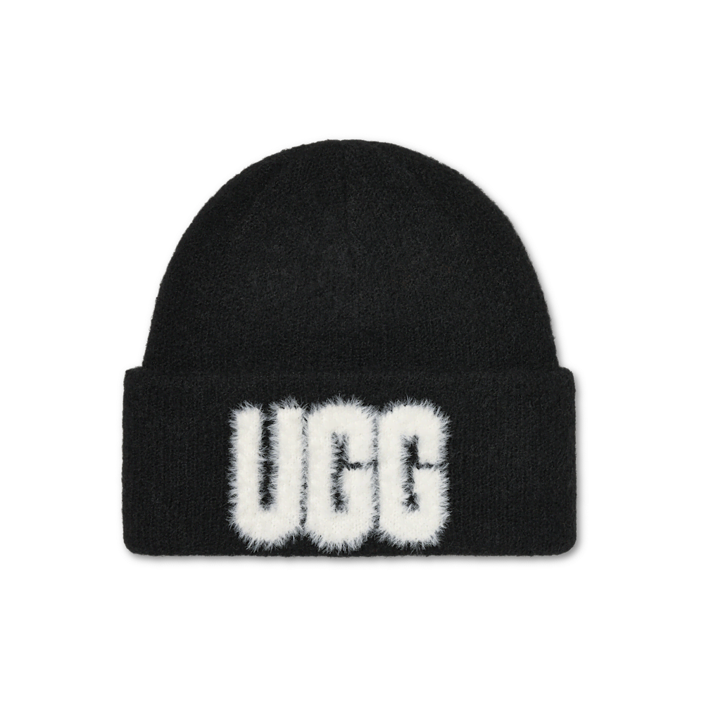 Women's Fuzzy Knit Cuff Beanie - Black