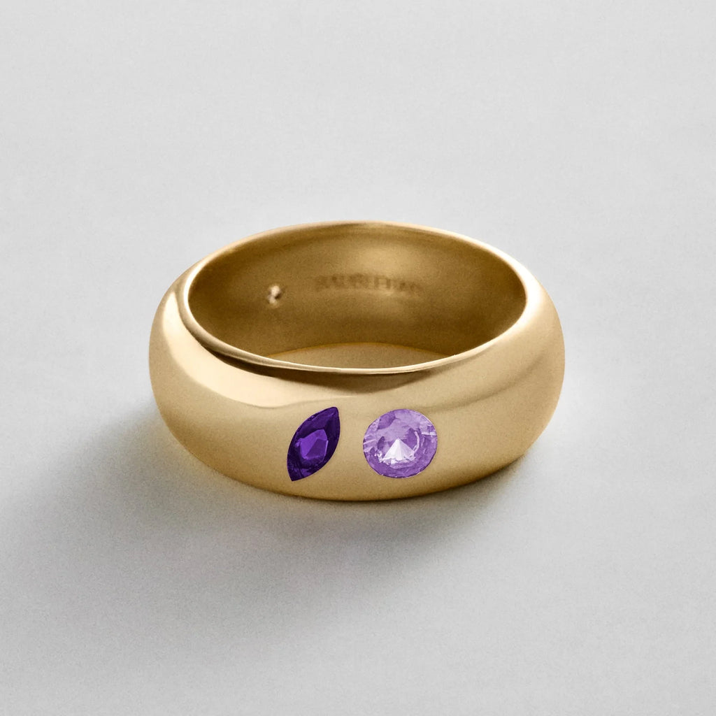 Custom Two-Stone Gold-Plated Band Ring