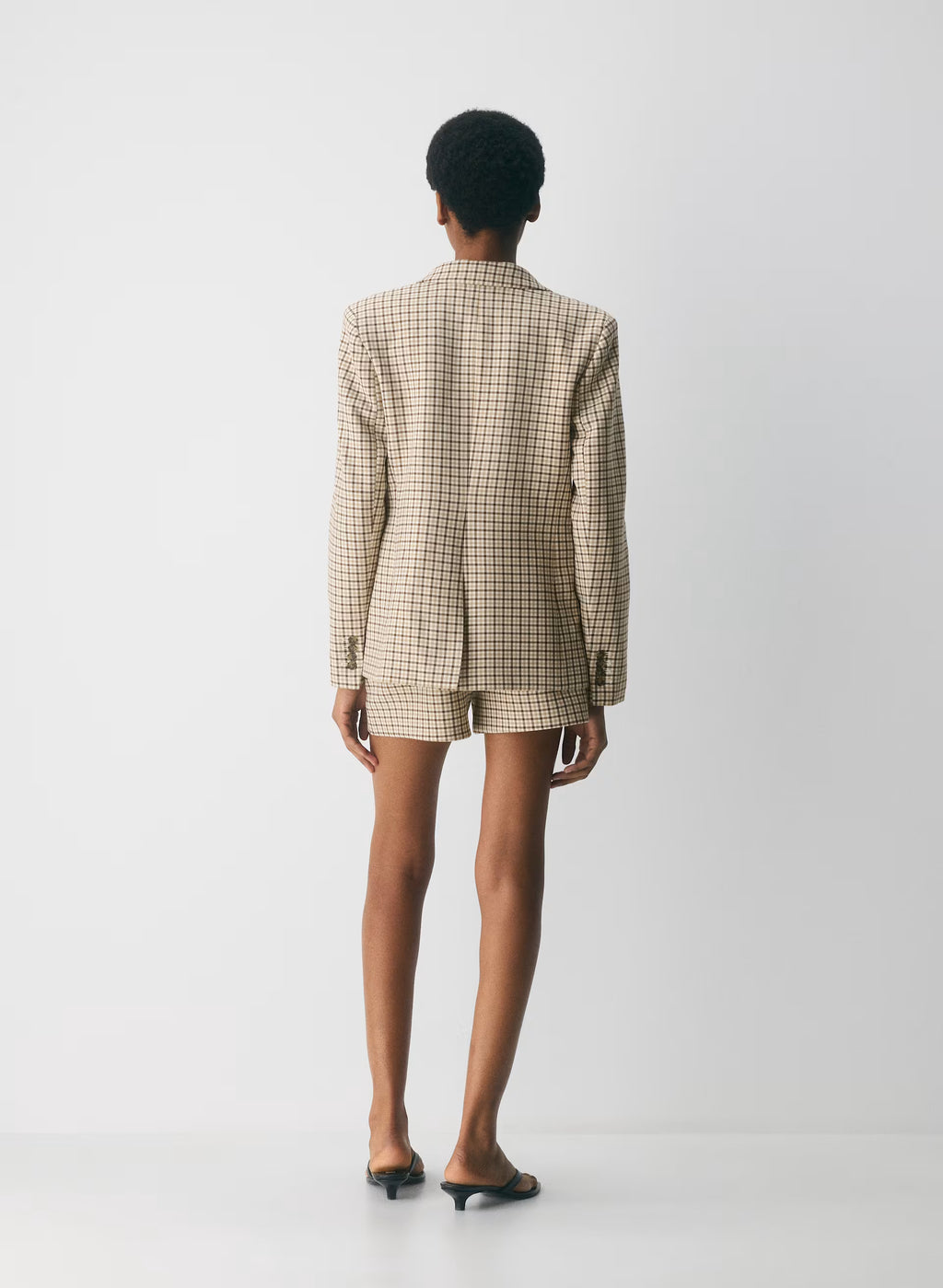 Single-Breasted Stretch Blazer - Check