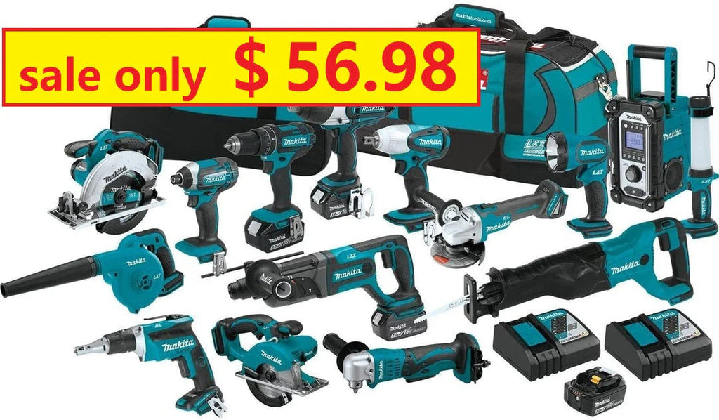 Makita 18V LXT 15-Tool Cordless Lithium-Ion Combo Kit With 4 Batteries And 2 Chargers - XT1501