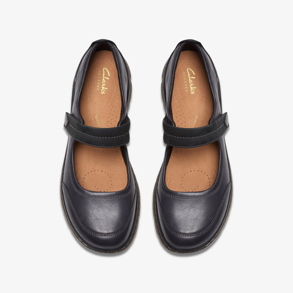 Women's Leather Mary Jane Flat - Black