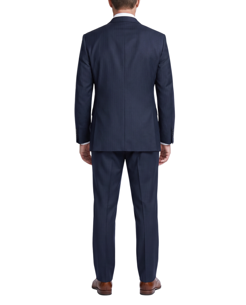 Men's Navy Blue Wool Regular Fit Notch Lapel 2-Button Suit