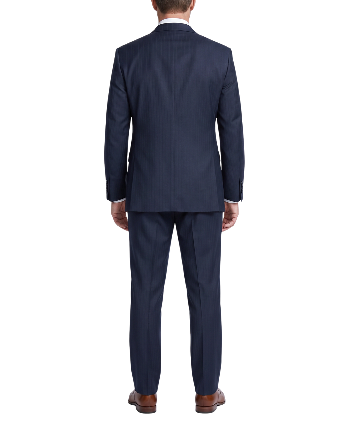 Men's Navy Blue Wool Regular Fit Notch Lapel 2-Button Suit