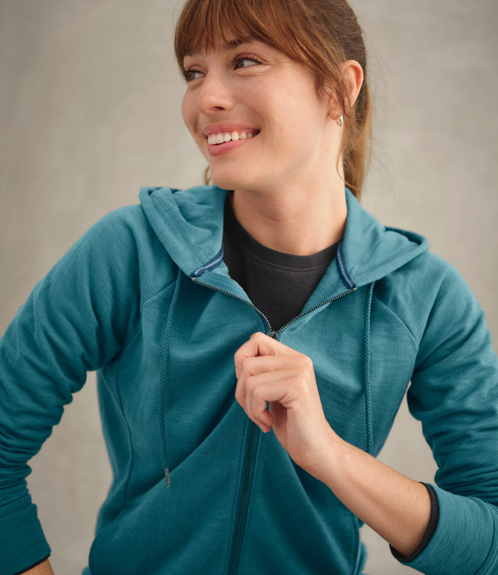 Women's French Terry Full-Zip Hoodie - White